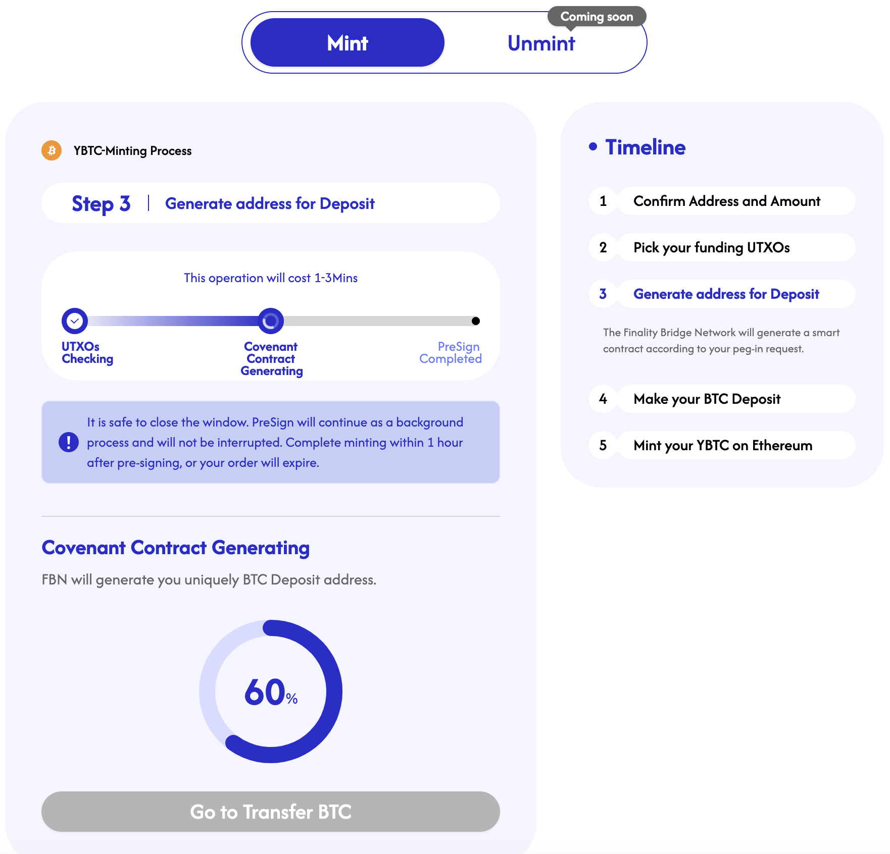 Generate address for Deposit