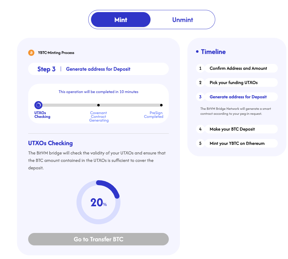 Generate address for Deposit